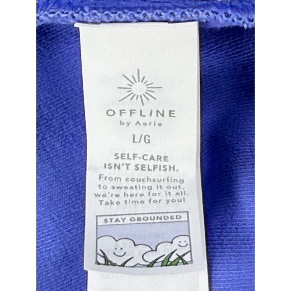 OFFLINE by Aerie OG Groove Ribbed Square Neck Crop Tee Blue L - Picture 7 of 10